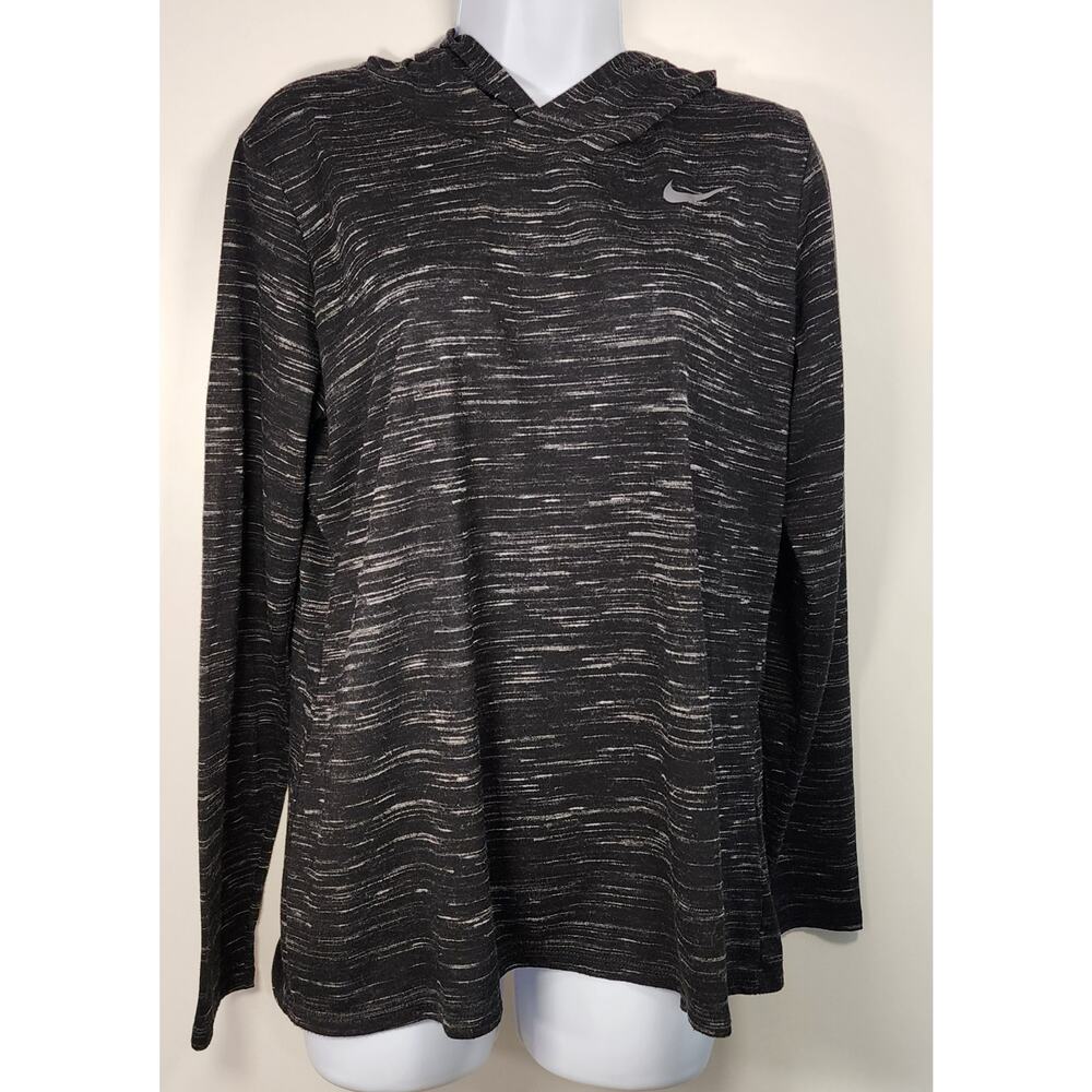 Nike Dri-FIT Hooded Long Sleeve Shirt Black Space Dye Women's L